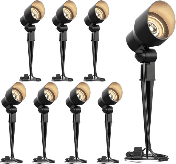 Goodsmann Low Voltage Spotlight 12V Ac Landscape Lighting 3W Replaceable Led Bulb Spot Light 200 Lumen 3000K Warm White Outdoor Hardwired Floodlight With Connector And Metal Spike Stake