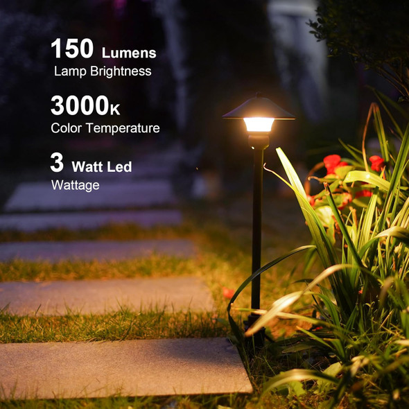 Goodsmann Low Voltage Path Lights 2Pk Landscape Lighting Pathway Lights Wired 3W Led Outdoor Walkway Lights 150 Lumen 3000K Warm White With Cable Connectors