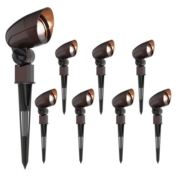 Goodsmann Low Voltage Landscape Lighting Floodlight & Spotlight 3W Led 3600K Warm White 12V Ac Outdoor Tree Lights Outside Hardwired Lighting Up Light With Metal Stake Cable Connectors