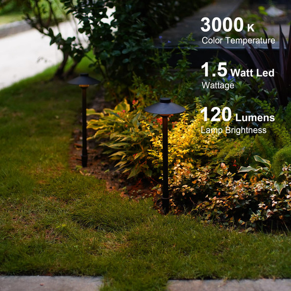 Goodsmann Landscape Lighting 6Pk Low Voltage Pathway Lights Outdoor Landscape Lighting Replaceable 1.5W Led Walkway Light 3000K Warm White With Cable Connectors Metal Stakes