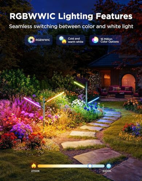 Govee Outdoor Garden Lights 2 Pack Rgbwwic Smart Led Pathway Lights For Garden Decor 16 Million Colors And 64 Scenes Ip66 Waterproof Outdoor Lamps For Patio Porch Work With Alexa Matter Green
