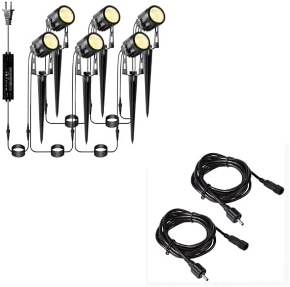 6 Pack Landscape Lights & 2P 6.56Ft/2M Extension Cord