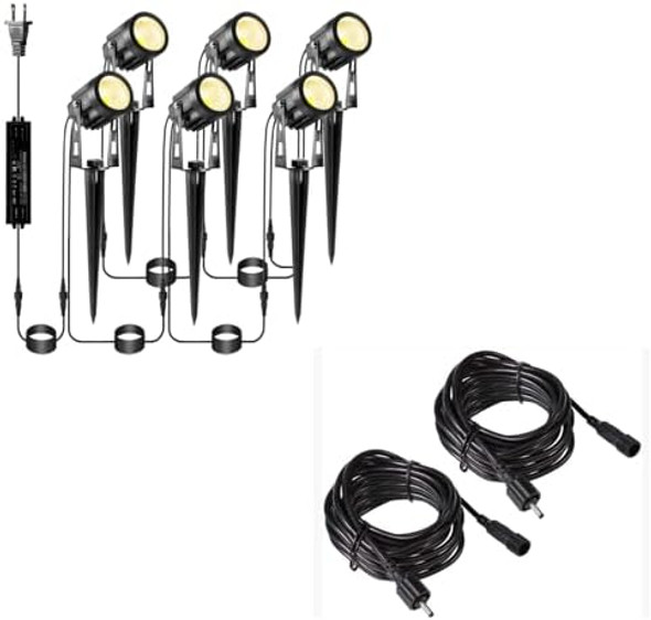 6 Pack Landscape Lights & 2P 13.12Ft/4M Extension Cord