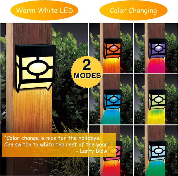 Greluna Solar Wall Lights Outdoor 2 Modes Solar Led Waterproof Lighting For Deck Fence Patio Front Door Stair Landscape Yard And Driveway PathWarm White/Color ChangingPack Of 8
