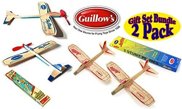 Guillows Balsa Wood Gliders Jetfire Twin Pack & Sky Streak Twin Pack Set Bundle - (4 Planes Total) By Guillow