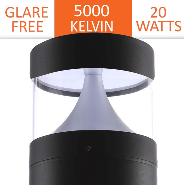 Harrrrd Led Bollard Landscape Lights 38" 20W 5000K 120V-277V Commercial/Residential Modern Ballard Lighting Fixture For Garden Pathway Driveway Electric Light. Etl Listed.