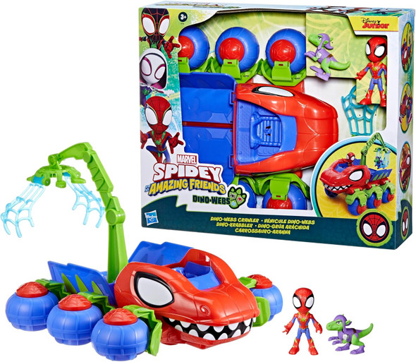Hasbro Spidey And His Amazing Friends Marvel Dinowebs Crawler Toy For Kids Interactive Spider-Man Playset With Figures