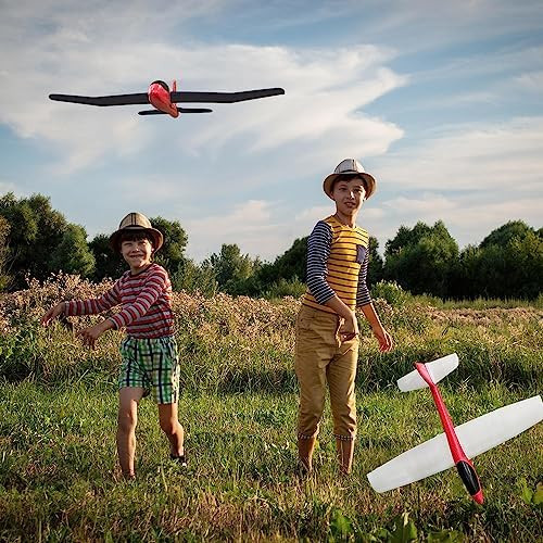 Hawk'S Work 2 Pcs Foam Glider 33.8" Super Large Airplane Toy Hand Throwing Plane Outdoor Play & Stem & Rc Conversion For Kids & All Age