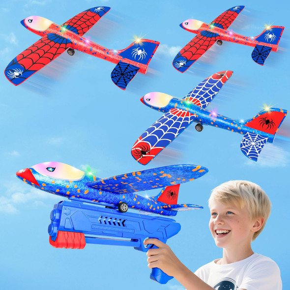 3 Pack Airplane Launcher Toys For Kids Spider Foam Gliders Catapult Planes With Led 2 Flight Modes Old Boys Girls Outdoor Flying Toy Outside Sport Birthday s 3 Pack Airplane Launcher Toys For Kids Spider Foam Gliders Catapult Planes With Led 2 Flight Modes Old Boys Girls Outdoor Flying Toy Outside Sport Birthday s