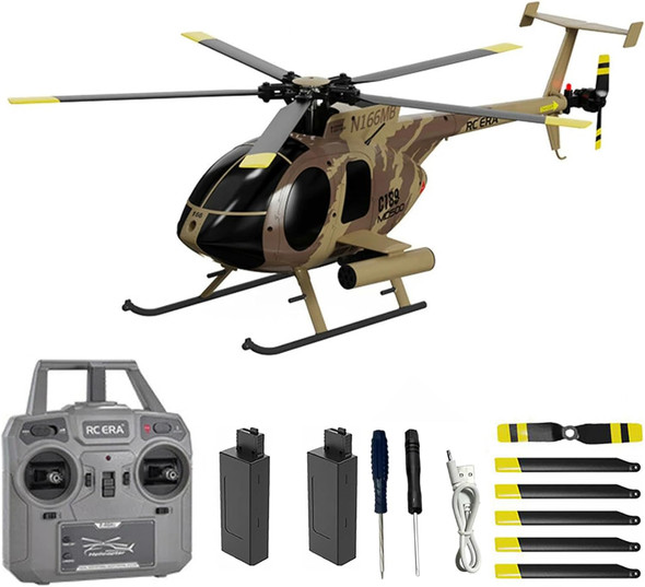 C189 Remote Control Helicopter 1:28 Scale Md500 Defender Military Helicopter 2.4G 6Ch Rtf Brushless Motor Single Blade Flybarless Optical Flow Localization-1 Battery