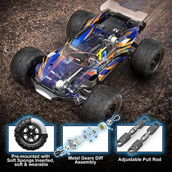 Hyper Go H16Dr 1:16 Scale Ready To Run Fast Remote Control Car High Speed Jump Rc Monster Truck Off Road Rc Cars 4Wd All Terrain Rtr Rc Truck With 2 Lipo Batteries For Boys And Adults