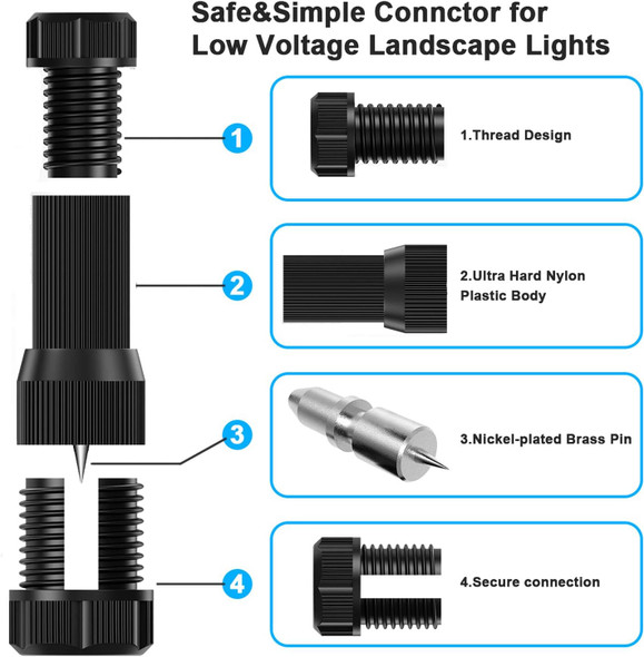 12Pack Low Voltage Landscape Lighting Cable Connector For Landscape Lighting Path Lights 12-20 Gauge Wire Connector Work With Malibu Paradise Moonrays And Other Outdoor Lighting
