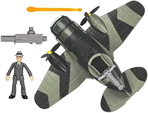 Indiana Jones Worlds Of Adventure Doctor Jürgen Voller With Plane Action Figure Set 2.5-Inch Action Figures For Kids Ages 4 And Up
