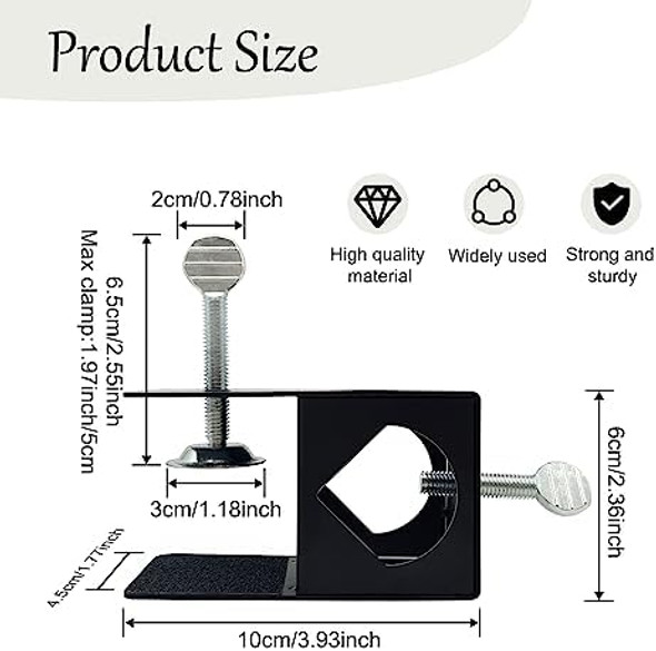 Itechpanda 2 Pcs Deck Torch Clamp Metal Black Torch Mount Holder For Outdoor Pole Clamp Universal Porch Rail Clamp Accessory For Railings Torches