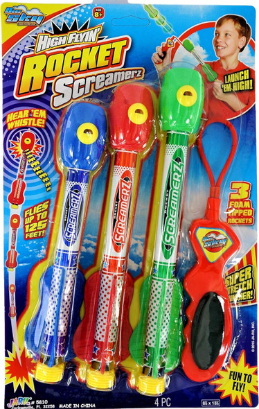Ja-Ru Whistling Rocket Launcher For Kids W/Rubber Band Slingshot (2 Pack 6 Rockets) Flying Foam Rocket Launcher Toy. Kids Outdoor Toys. Goodie Bag Stuffers. 5810-2P