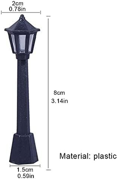 Mini Miniature Street Light Model Railway Train Post Lamps Black Lamp Outdoor Pathway Lantern Post For Dollhouse Decoration Micro Landscape Fairy Garden Lighting Accessories Black 10Pcs
