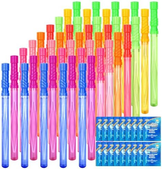 Joyin 45 Packs Big Bubble Wand Set With Concentrated Solution Refills 14.6" 9 Colors Giant Bubble Wands For Summer Toy Party Favors Kids Birthday Pool Indoor And Outdoor Activities