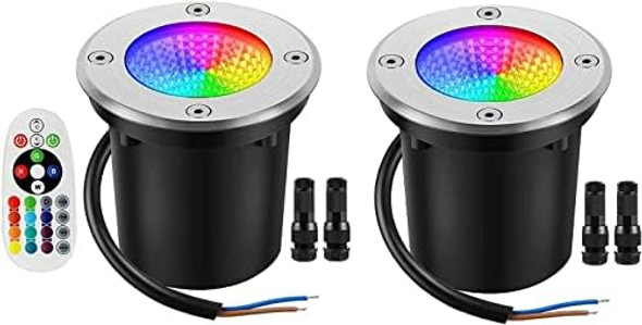 Junview Low Voltage Landscape Lights Rgbw Led Well Lights Landscape Lighting Ip67 Waterproof Outdoor Landscape Lights12V-24V Pathway Deck Ground Lights(2Pack With Connectors)