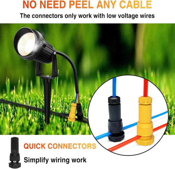 Jusoney 28 Pack Waterproof Low Voltage Wire Connectors 12-20 Gauge Cable Connector Fastlock And Durable To UseWell Work For Malibu Paradise Moonrays And More Landscape Path Lighting Brand