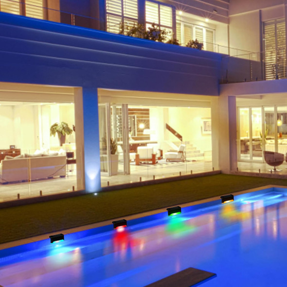 K.E.J. 16Pcs Solar Lights Outdoor Waterproof Color Changing - Solar-Powered Yard Pathway Lighting Led Step Lights For Stairs Fence Driveway Backyard Garden & Patio Decor