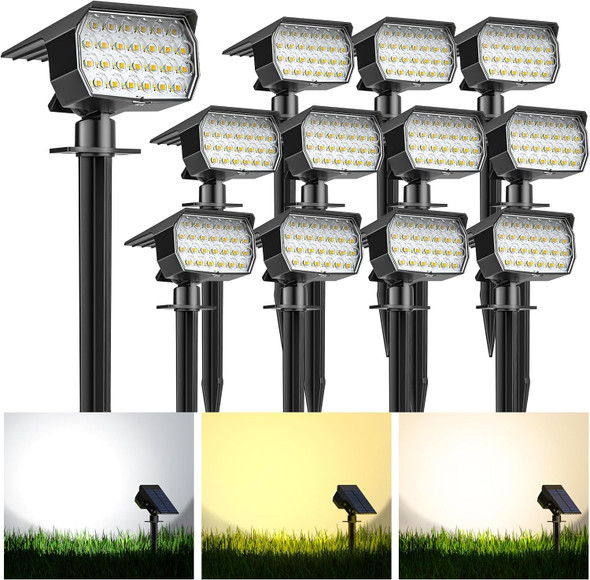 Solar Spot Lights Outdoor 12 Pack [52 Led/ 6 Color Lighting] Solar Lights Outdoor Waterproof Ip65 Dusk To Dawn Solar Powered Landscape Spotlights For Outside Yard Garden Pathway Lawn