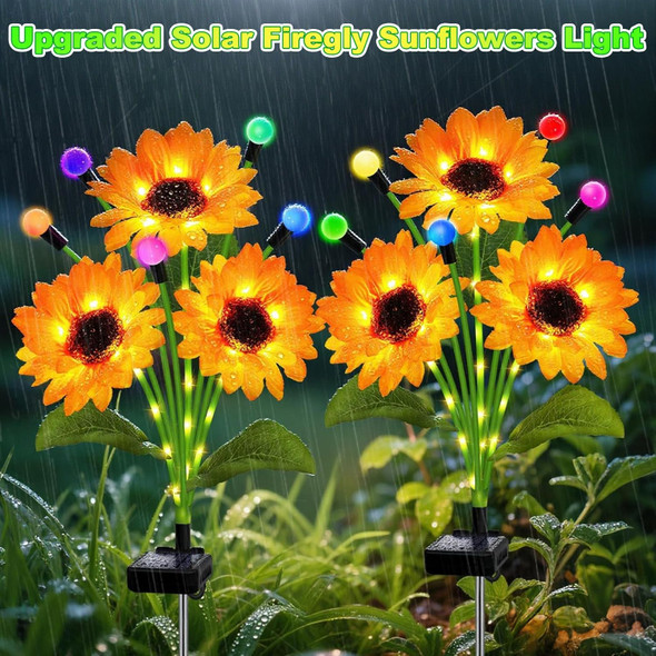 Solar Garden Lights-2 Pack Solar Sunflowers With Multicolor Changing Swaying Firefly Lights s For Mom Women Mothers Day Waterproof Firefly Sunflower Light For Outdoor Patio Yard Landscape Decor