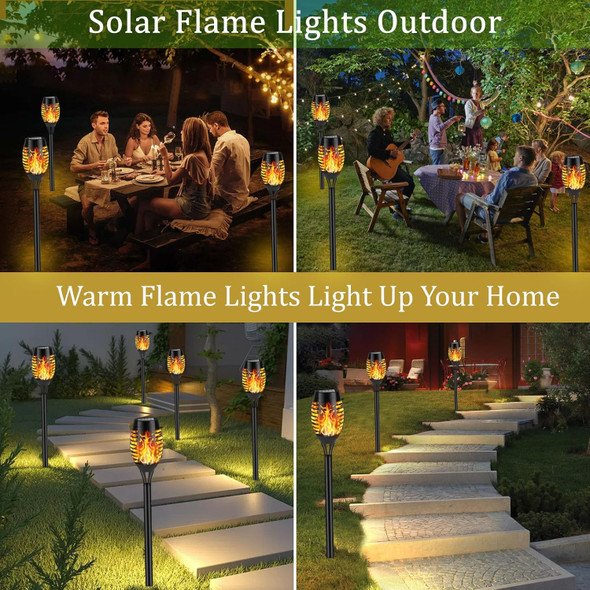 Solar Flame Lights Outdoor 10 Pack Solar Torch Lights With Flickering Flame For Garden Decor - Waterproof Led Torches For Outside Yard Light For Pathway Lawn Patio Halloween Decorations