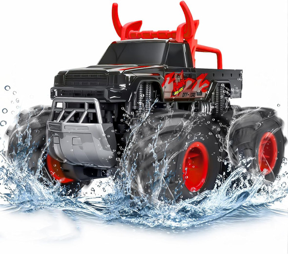 Lacchoufee 1:16 Waterproof Monster Truck Toys Rc Cars 2.4Ghz Remote Control Truck For Kids Boy Ages 89101112 Years Old 4Wd All Terrain Off-Road With Led Lights Rc Boat For Boy Girl Birthday
