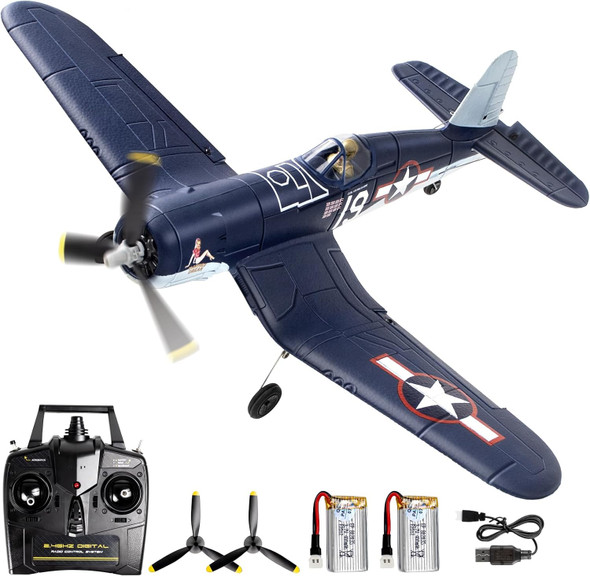 Brushless 4Ch Rc Plane F4U 500Mm Remote Control Airplane6-Axis Gyro Rc Airplane3 Modes & AerobaticsRtf Fighter With 2 Batteries2.4Ghz Radio Controlled For Adults&Beginners