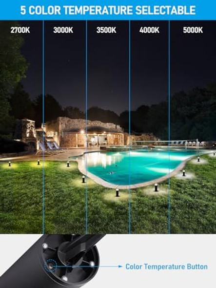 Leonlite 8-Pack 4.5W Led Landscape Bollard Path Lighting 5Cct Low Voltage Landscape Lights 2700K/3000K/3500K/4000K/5000K Selectable Outdoor Pathway Light Die-Cast Aluminum Housing Fcc Etl Listed