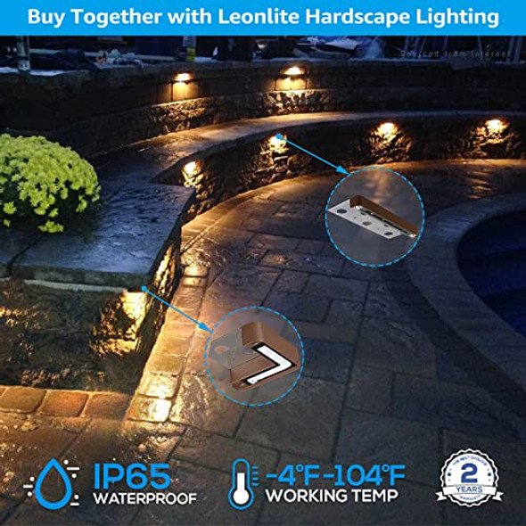 Leonlite 8-Pack 3Cct Led Hardscape Lighting 2700K/3000K/4500K Selectable Corner Hardscape Lights Low Voltage 12-24V Retaining Wall Lights Etl Listed 3W Right Angle Outdoor Step Light Bronze