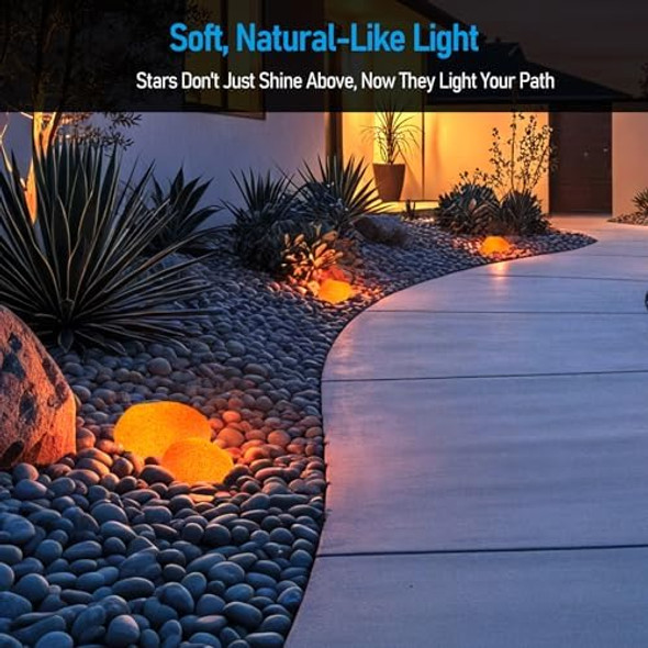 Leonlite Low Voltage Led Rock Lights Outdoor 12-24V Ac/Dc Cobblestone Pathway Lights 3Pcs 5Cct 3W Pebble Light 1800K/2700K/3000K/4000K/5000K Selectable Glow Garden Light For Yard Yellow