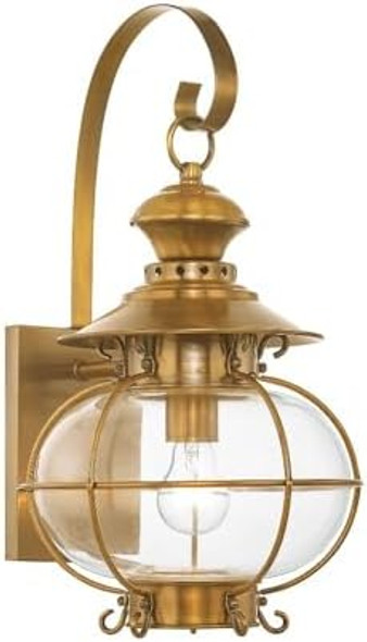 Livex Lighting 2222-22 Outdoor Wall Lantern With Hand Blown Clear Glass Shades Flemish Brass Livex Lighting 2222-22 Outdoor Wall Lantern With Hand Blown Clear Glass Shades Flemish Brass