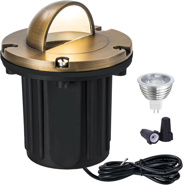 Lumstory Brass Well Lights Landscape Led In Ground Lights Outdoor Low Voltage Landscape Lighting 12V Up Lights For Tree Pathway And Garden With Mr16 Gu5.3 Bulb 5W 3000K Warm White (Beacon Top)