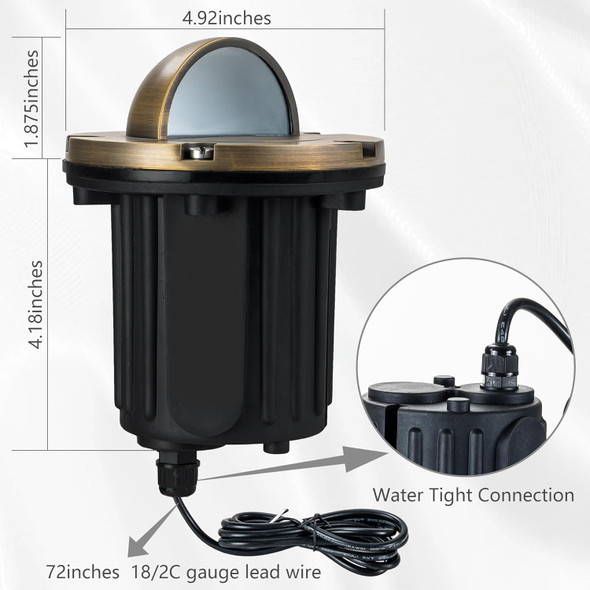 Lumstory Brass Well Lights Landscape Led In Ground Lights Outdoor Low Voltage Landscape Lighting 12V Up Lights For Tree Pathway And Garden With Mr16 Gu5.3 Bulb 5W 3000K Warm White (Beacon Top)