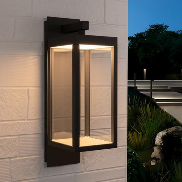 Lustrlach Outdoor Wall Sconce Light Led Modern Exterior Light Fixture With Glass Ip54 Waterproof Wall Mount Porch Light For House Patio Garage Garden15In750Lm