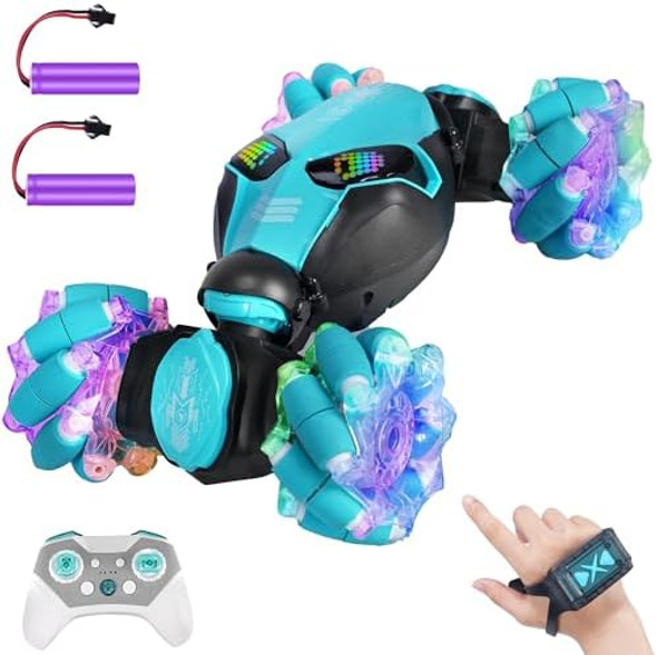 Gesture Sensing Rc Stunt Car 4Wd Rc Car Toy For Kids 2.4 Ghz Hand-Controlled Car With Lights Music Off-Road 360° Rotation Rc Drift Car For 6-12 Year Old Boys & Girls