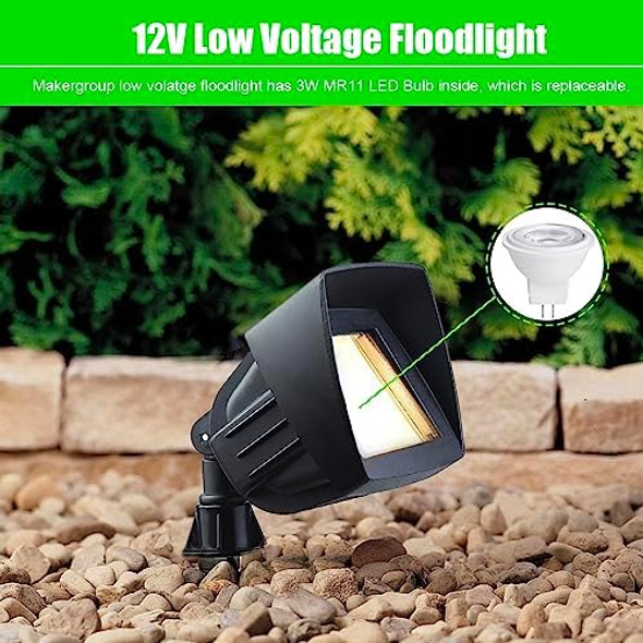 Led Flood Light Outdoor Low Voltage12V Replaceable 3W Mr11 Led Bulb Warm White 2700K-3000K Weatherproof For Garden Yard Landscape Lighting For Walls Trees Plants Signs Security Light Led Flood Light Outdoor Low Voltage12V Replaceable 3W Mr11 Led Bulb Warm White 2700K-3000K Weatherproof For Garden Yard Landscape Lighting For Walls Trees Plants Signs Security Light