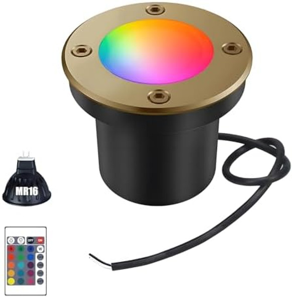 Rgb Ground Light Outdoor 12V Low Voltage Color Changing Rgb Mr16 Led Bulb Warm White+15 Multicolor And 4-Level Brightness On Remote Control Weatherproof For Landscape Well Lighting