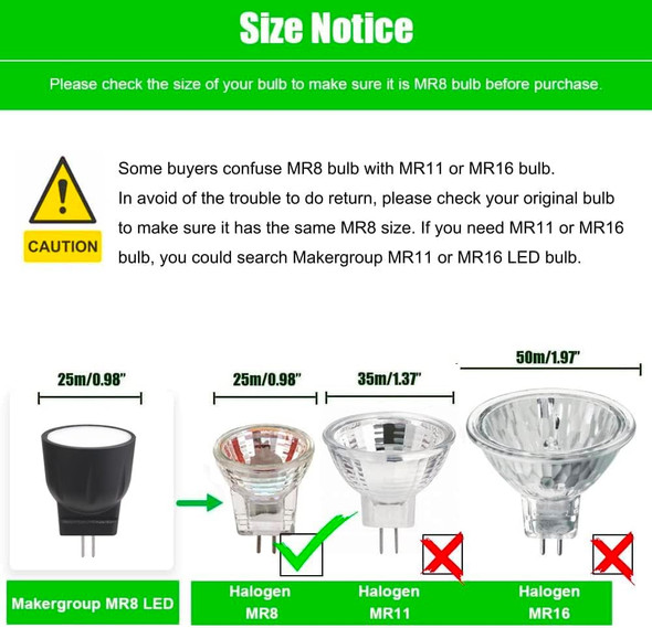 Mr8 Led Bulbs 12V Mr8 Led Spotlights 10W 20W Halogen Lamp Replacement Gu4.0 Base Warm White Color 2700K For Outdoor Low Voltage Landscape Lighting (2-Pack)