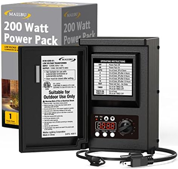 Malibu Low Voltage Landscape Transformer 200W Low Voltage Landscape Lighting Power Pack For Outdoor Spotlight Path Light Floodlight 120V To12V With Photo Sensor Timer And Weatherproof Shield Malibu Low Voltage Landscape Transformer 200W Low Voltage Landscape Lighting Power Pack For Outdoor Spotlight Path Light Floodlight 120V To12V With Photo Sensor Timer And Weatherproof Shield