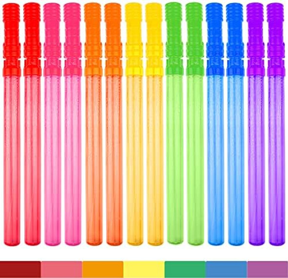 Mapixo 14" Big Bubble Wand Set(14 Pack 7 Colour) & 16 Colors Neon Party Sunglasses 16 Pack With Dark Lenses Non-Toxic Smelless Bubble Toy For Kids Child Birthday Party Favor Outdoor Summer Activity