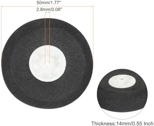 Meccanixity Rc Airplane Wheels 50Mm/1.97" Dia Rc Airplane Aircraft Sponge Wheels Rc Aircraft Foam Wheel Replacement For Diy Rc Model Plane Aircraft Rc Helicopter Pack Of 10