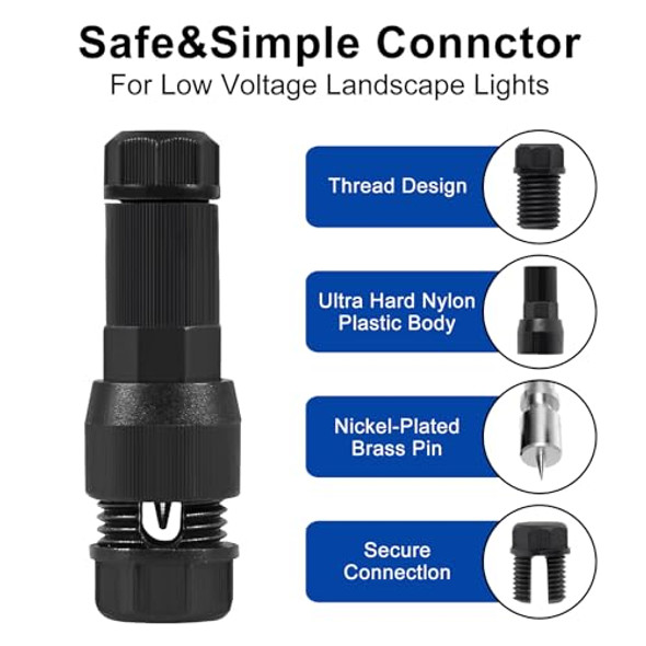 10 Pack Low Voltage Wire Connector Landscape Lighting Connectors Waterproof Low Voltage Connectors 12-20 Gauge Low Voltage Wire Connectors For Landscape Lighting Path Lights