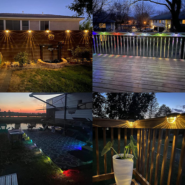 Solar Deck Lights 6 Pack Waterproof Led Solar Step Light Outdoor Fence Lights Solar Powered For Outside Garden Patio StairsYard10 Lumens Warm White/Color Changing Lighting
