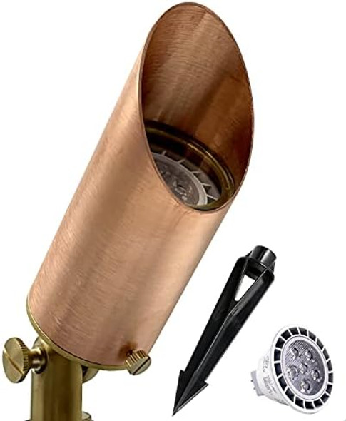 Copper Spot Lights Outdoor 109 – 12V Low Voltage Landscape Lights Heavy Duty Outdoor Landscape Lighting For Home Garden Lighting Uplights With Ground Stake And 7W Mr16 Led Bulb (1 Pack)