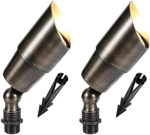 Led Spot Lights Outdoor Landscape Lighting 107 (2 Pack) – Solid Brass Spotlight Led Yard Lights Security Landscape For Beautiful Bright Long Lasting Home Garden Patio Area Deck Lighting (No Bulb)