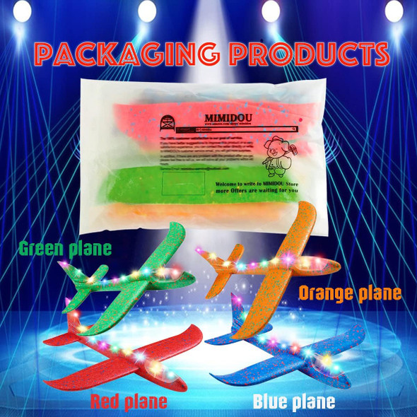 Mimidou 4 Pack Flashing Glider Plane Illuminated Colored Led Lights Can Play At Night Foam Airplane Have 2 Flight Mode The Best Airplane Toys .