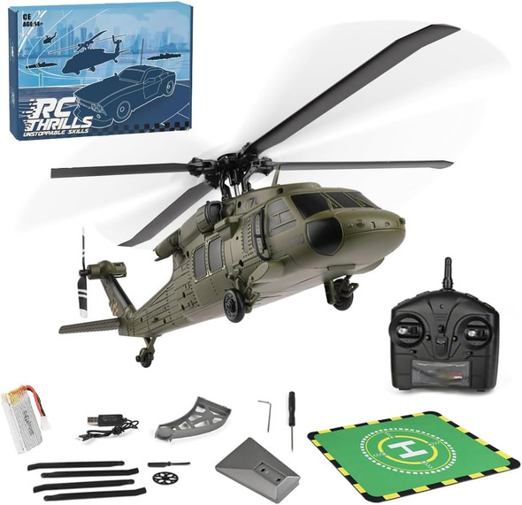 Wl K170 Rc Helicopter Model Bk Hawk Uh-60L 170 Size 4Ch Flybarless Helicopter With Adjustable Left And Right Hand Throttle (Rtf Version)