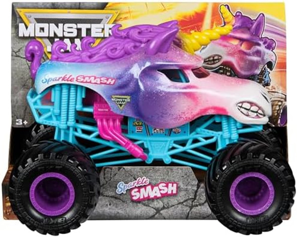 Monster Jam Official Sparkle Smash Monster Truck Collector Die-Cast Vehicle 1:24 Scale Kids Toys For Boys And Girls Ages 3 And Up